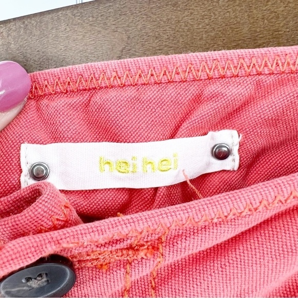 ✅ ANTHRO Hei Hei Chino Pants Size 16 Tapered Button Flap Ankle Khaki Taper - Picture 6 of 8